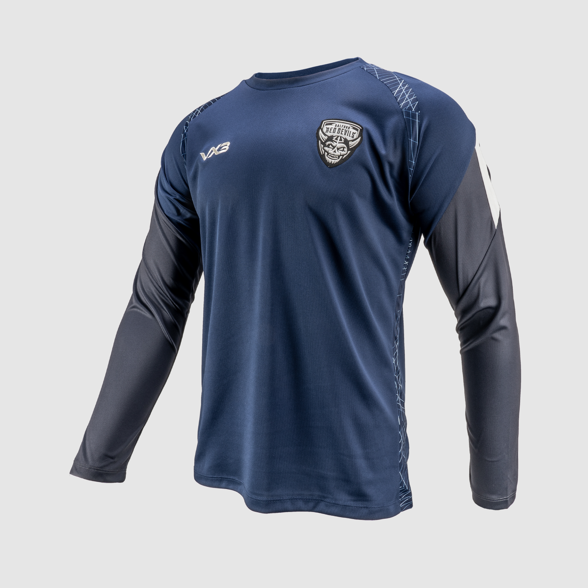 Salford Red Devils 2025 Quadrigo Training Tee Long Sleeve Navy/Slate