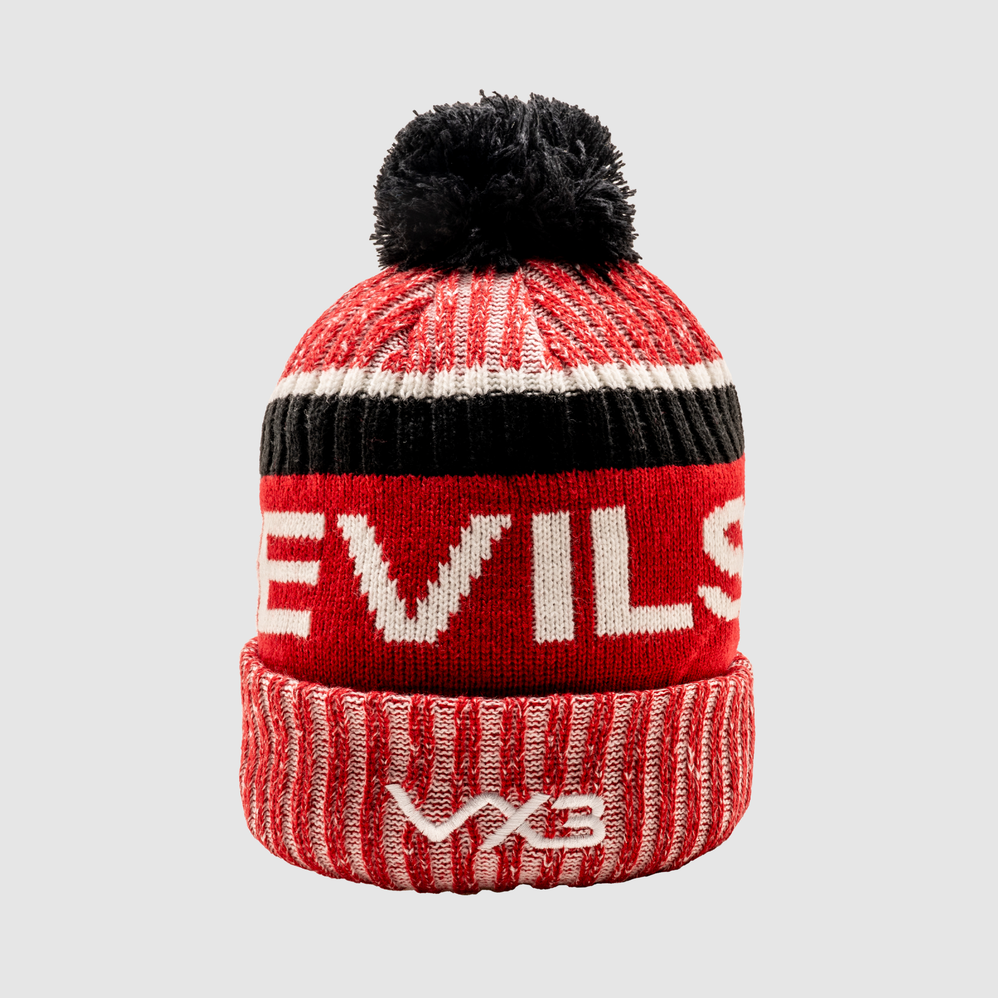 Salford Red Devils 2025 Marl Bobble Hat Red/Black/White