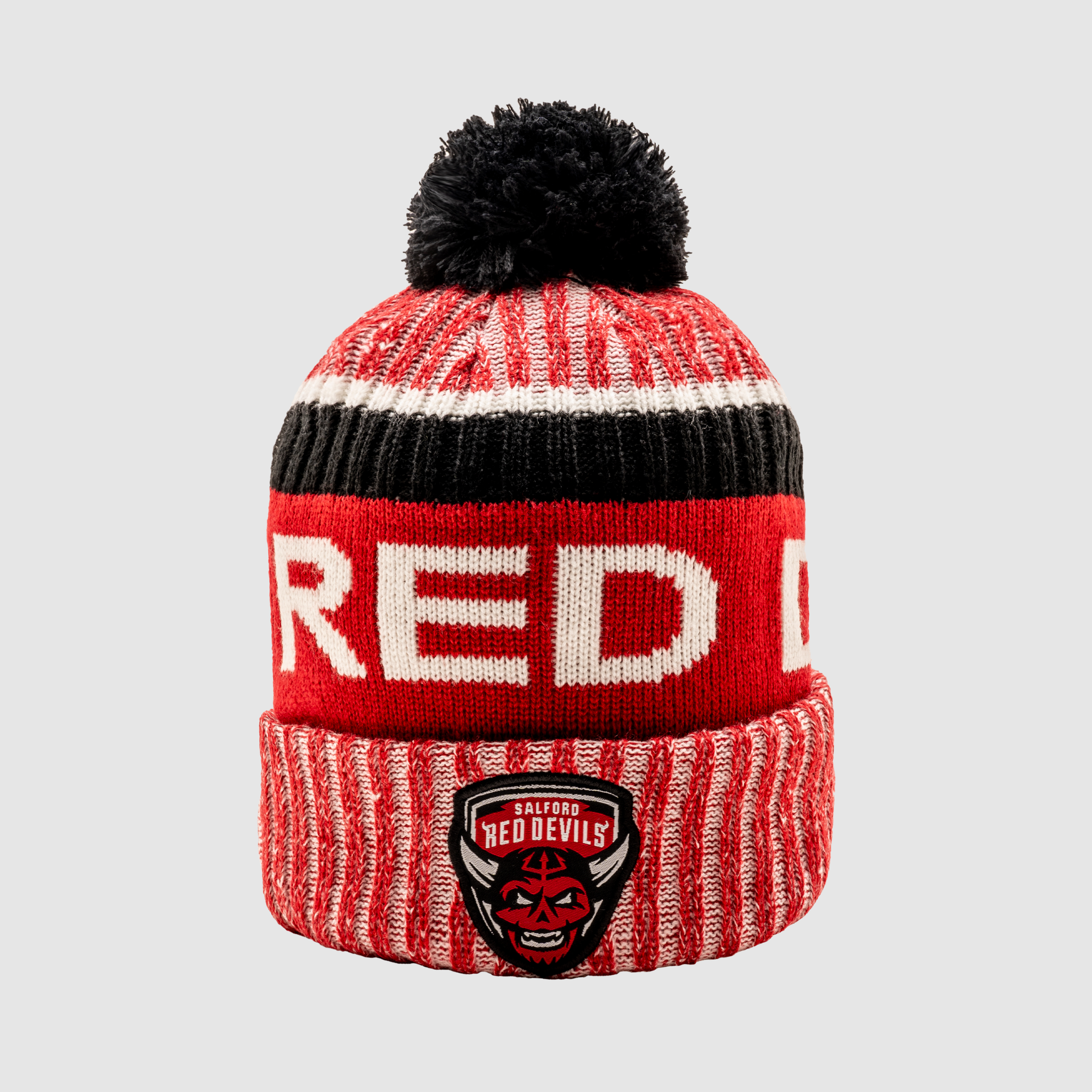 Salford Red Devils 2025 Marl Bobble Hat Red/Black/White