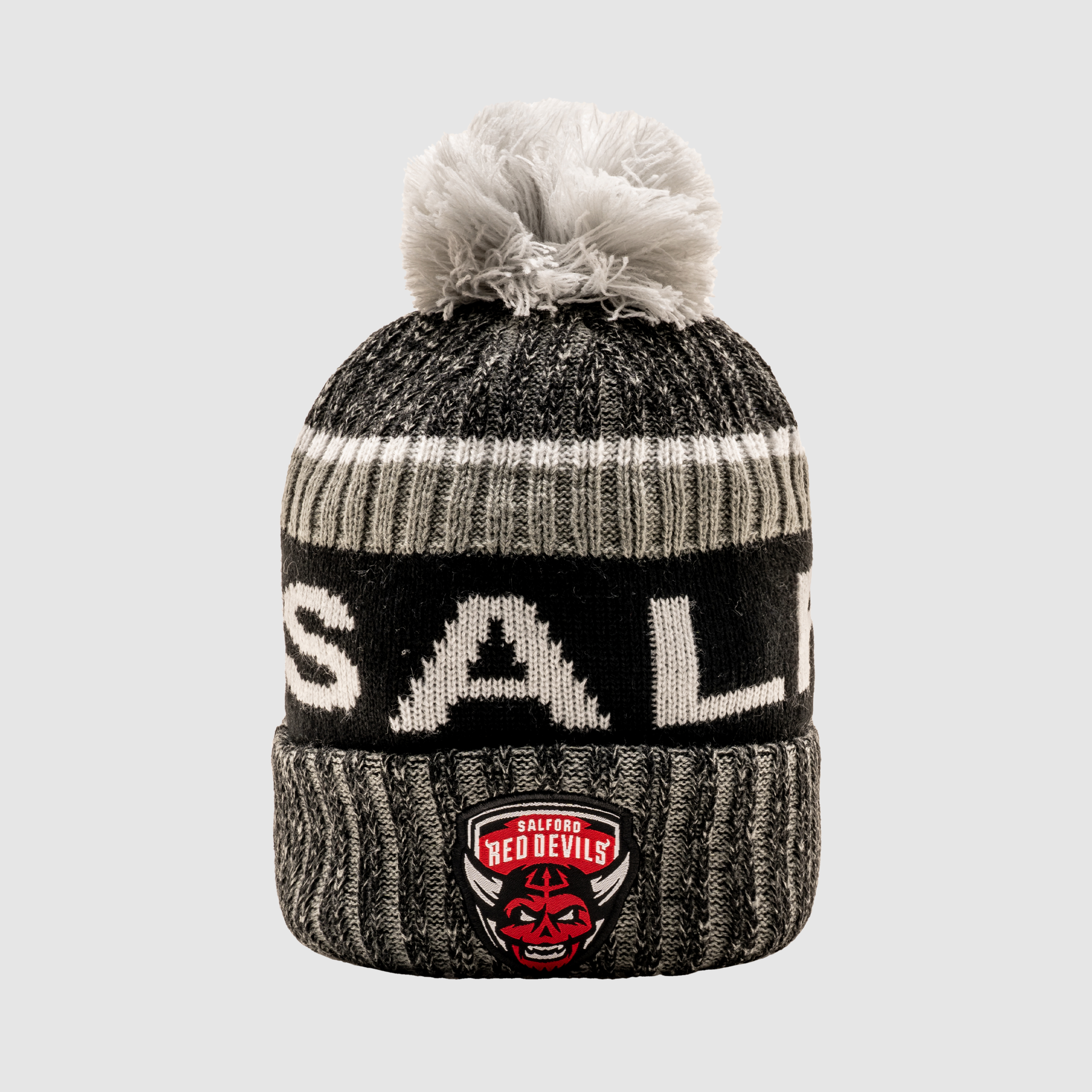 Salford Red Devils 2025 Marl Bobble Hat Black/Slate