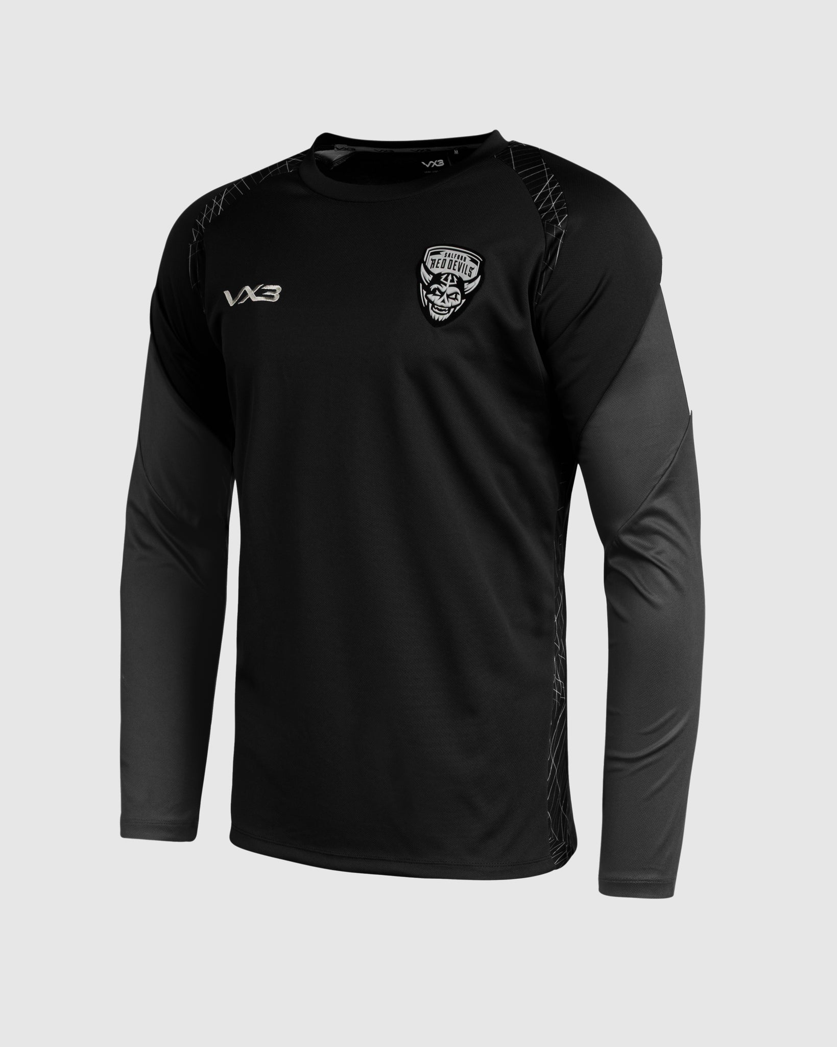 Salford Red Devils 2025 Quadrigo Training Tee Long Sleeve Black/Slate